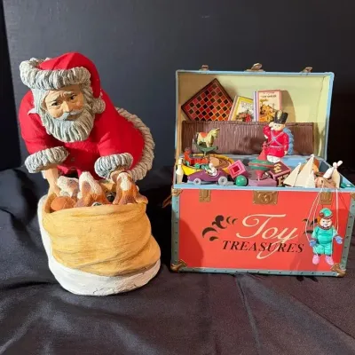 The Christmas Loft Santa & Puppies, “Toy Treasures” Music Box