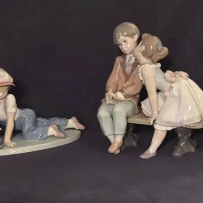 2 Lladros: All Aboard, Boy W/Train, Ten & Growing, Collector's Society