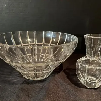 Orrefors Hexoganal Vase & Mikasa Deep Cut Bowl