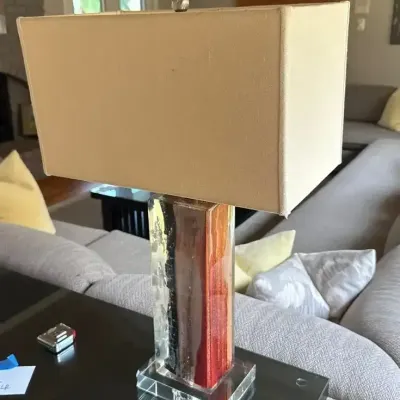 Acrylic Lamp, possibly encasing a historic charred wood beam in color