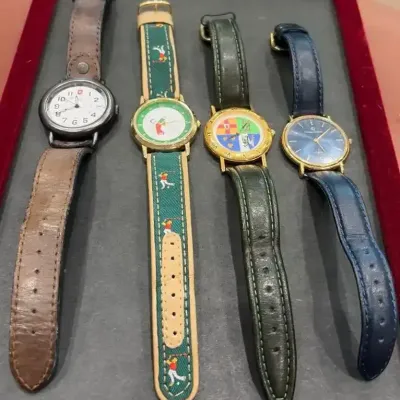 4 Men’s Leather Band Watches: Swiss Army, Cardini, Ireland, Christian Duvenet 