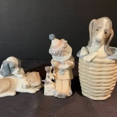 3 Lladro & NAO Puppy Figurines (0385, 5279, 1128)