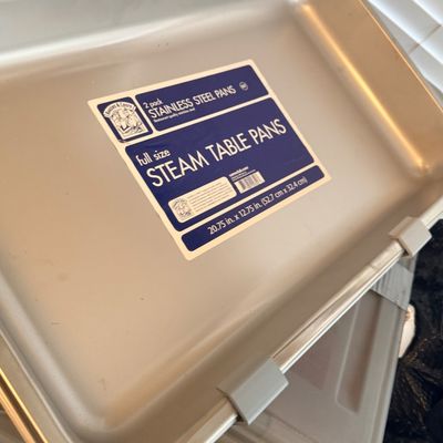 Bakers & Chefs full-size stainless steel steam table pan, measuring 20.75 by 12.75 inches, in clean condition.