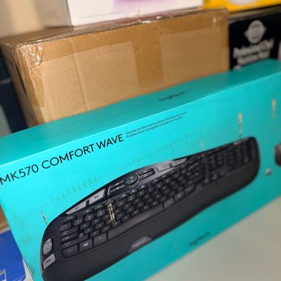 Logitech MK570 Comfort Wave wireless keyboard and mouse combo in its original retail box.