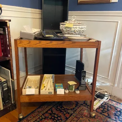 Sale Photo Thumbnail #16: MCM bar cart, bookcase, 