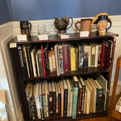 Sale Photo Thumbnail #17: bookcase with assorted collectible mugs