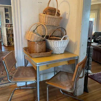 Sale Photo Thumbnail #15: vintage card table and hand-woven baskets