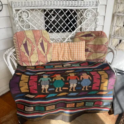Sale Photo Thumbnail #26: tapestry and vintage wicker furniture