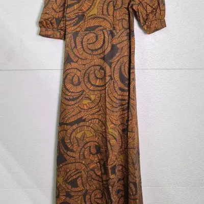 Vintage Pia & Paula Made in Finland Abstract Puff Sleeve Dress: Size 34/6