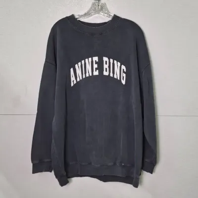 Anine Bing Tyler Washed Black Logo Sweatshirt: Women’s L