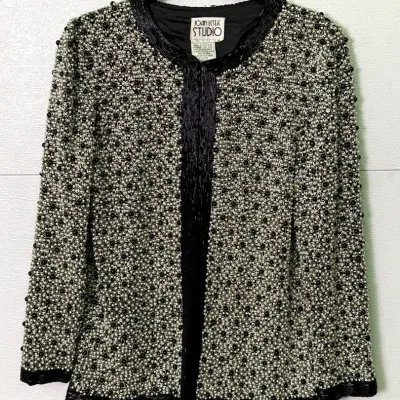 Vintage Joan Leslie Studio 100% Silk Beaded Evening Jacket: Size S
