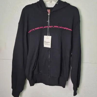 New with Tag Praying “1 Night in Paris” Black Zip Hoodie: Size M Men’s 