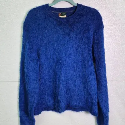 Vintage McGregor Blue Shaggy Mohair Wool Sweater: Men’s Size M