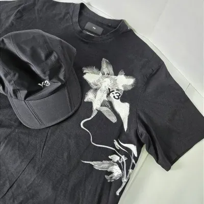 Y-3 Yohji Yamamoto Adidas Graphic T-Shirt & Logo Cap: Size L, OS