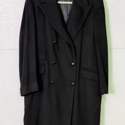 100% Pure Cashmere Men’s Double-Breasted Overcoat: Size 42