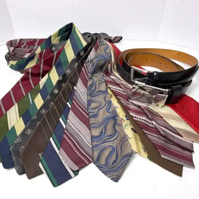 Men’s Trafalgar & Puma Leather Belts with Vintage Neckties