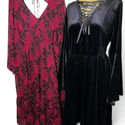 New with Tags Torrid Paisley & Velvet Lace-Up Dresses (2): Plus Size 3X