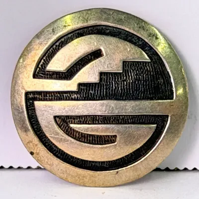 Vintage Sterling Silver Hopi Lawrence Saufkie Overlay Brooch