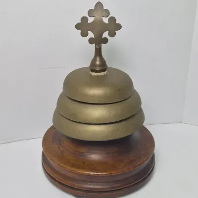 Vintage Triple Sacristy Gong - Catholic Church Altar Bell