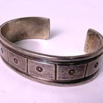 Sterling Silver Stamped Cuff Bracelet 