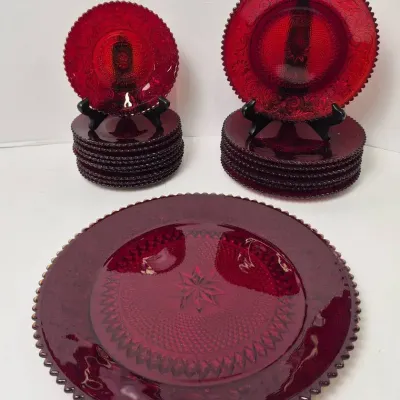 Avon 1876 Cape Cod Ruby Red Glass Plates