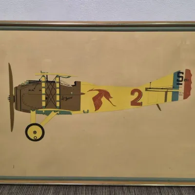 Serigraph Print of WWI Era French Biplane "Les Femmes"