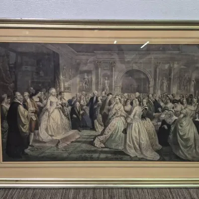 "Lady Washington's Reception" Hand Colored Print After Daniel Huntington