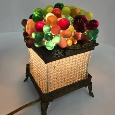 Art Deco Czech Art Glass Fruit Basket Lamp 
