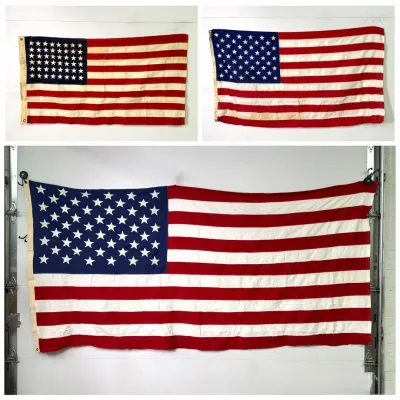 Vintage Cloth 48 Star US Flag 54x30", 50 Star Flags 108x50" & 60x36"