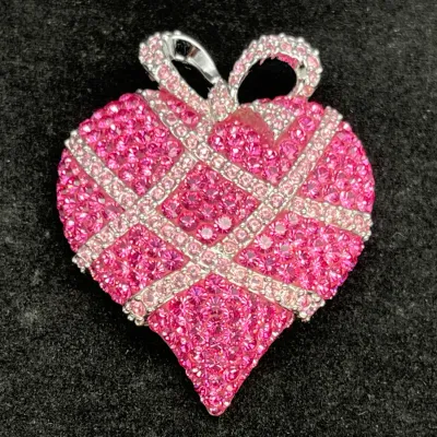 Swarovski Wrapped in Love Pink Crystal Heart Pin