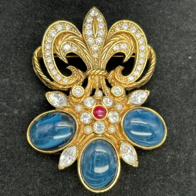  Barrera Avon Fleur De Lis Brooch Pendant
