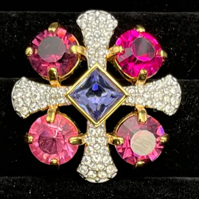 Signed Swarovski Tanzanite Colored Crystal Pin
