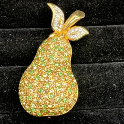 Swarovski Crystal Rhinestone Pear Brooch
