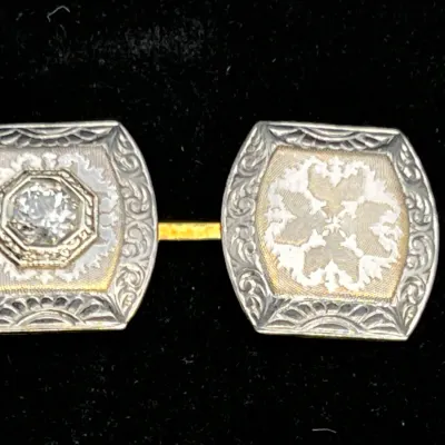  Antique Platinum Over 14K Gold Diamond Cufflinks
