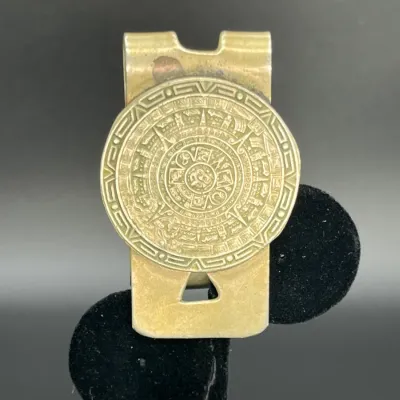 Sterling Silver Mexican Aztec Calendar Money Clip
