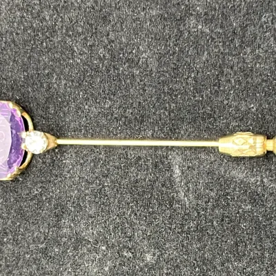 Avon Amethyst & Topaz 14K Gold Stick Pin
