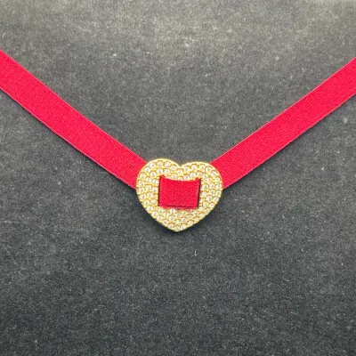  SWAROVSKI Swan Crystal Heart Red Ribbon Choker
