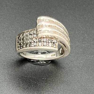 Sterling Silver Multi-Row Pavé Bypass Ring
