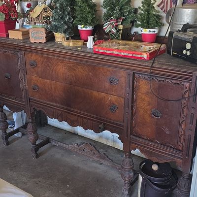 Sale Photo Thumbnail #12: Antique Jacobean Revival Walnut Buffet/Sideboard
