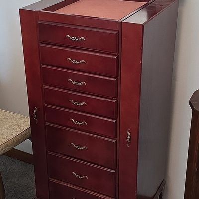 Sale Photo Thumbnail #2: Tall Standing Wooden Jewelry Armoire