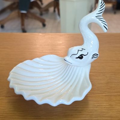 Sale Photo Thumbnail #144: Vintage Ceramic Koi Fish Shell Trinket Dish