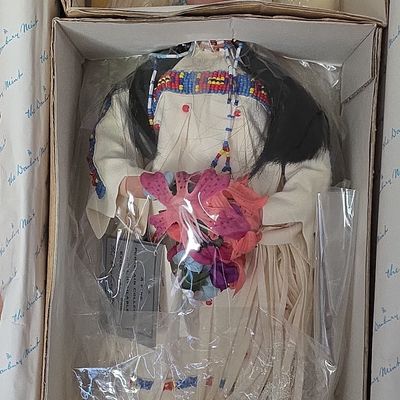 Sale Photo Thumbnail #106: Danbury Mint 'Morning Song' Native American Bride Porcelain Doll by Judy Belle