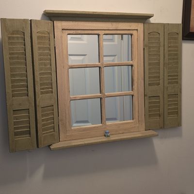 Sale Photo Thumbnail #81: Farmhouse Style Window Pane Wall Mirror with Shutters
