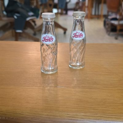 Sale Photo Thumbnail #158: Vintage Pepsi-Cola Glass Bottle Salt and Pepper Shakers