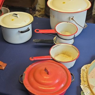 Sale Photo Thumbnail #79: Vintage Enamelware Cookware Collection