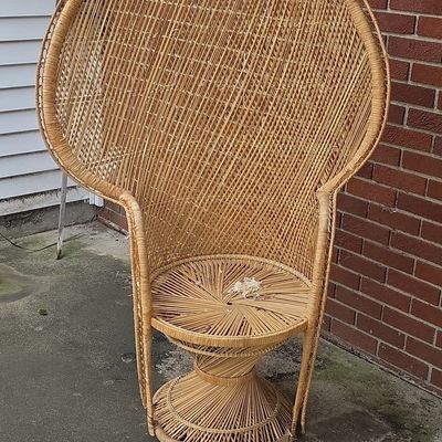 Sale Photo Thumbnail #35: Vintage 1970s Emmanuelle Style Wicker Peacock Chair