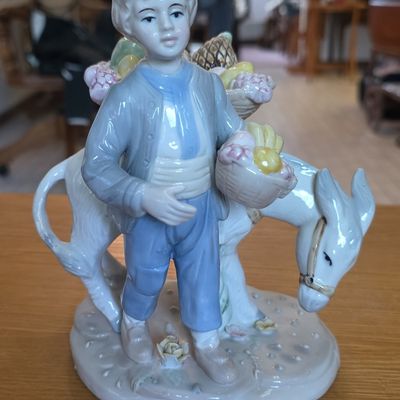 Sale Photo Thumbnail #71: Vintage Porcelain Figurine, Boy with Donkey and Fruit Baskets