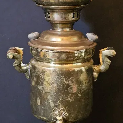 Russian Brass Samovar – Complete Tula Masterpiece with Stunning Hand-Engraved Ottoman Design