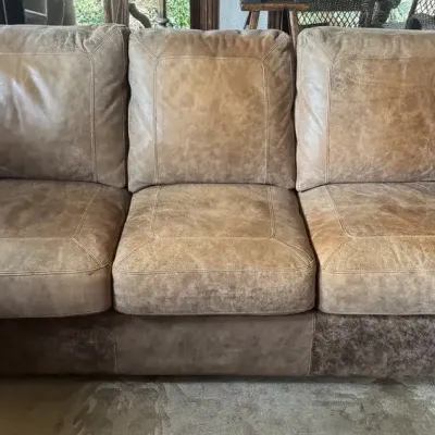 “Hill Country Interiors” (Lot 1)… Heirloom Western Heritage Leather Sofa...WOW!