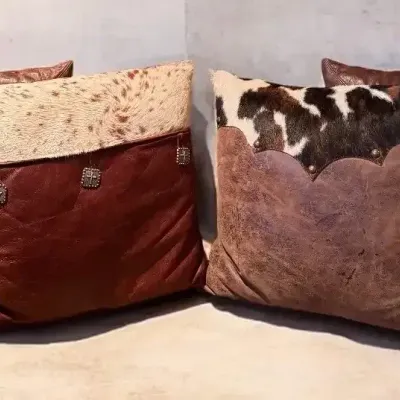 Lot 2: Matching & Cross Designer Set… High-End Leather Pillows!